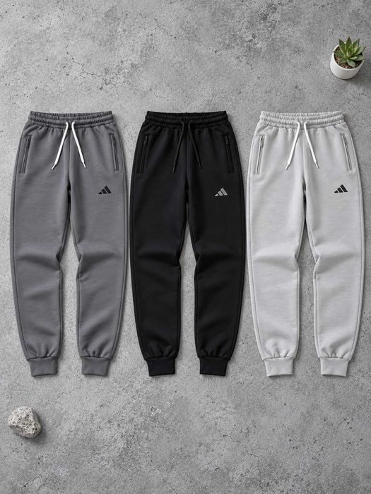 Спортивні штани Adidas джогери з кишенями на блискавках сірі чорні (S-XXL)