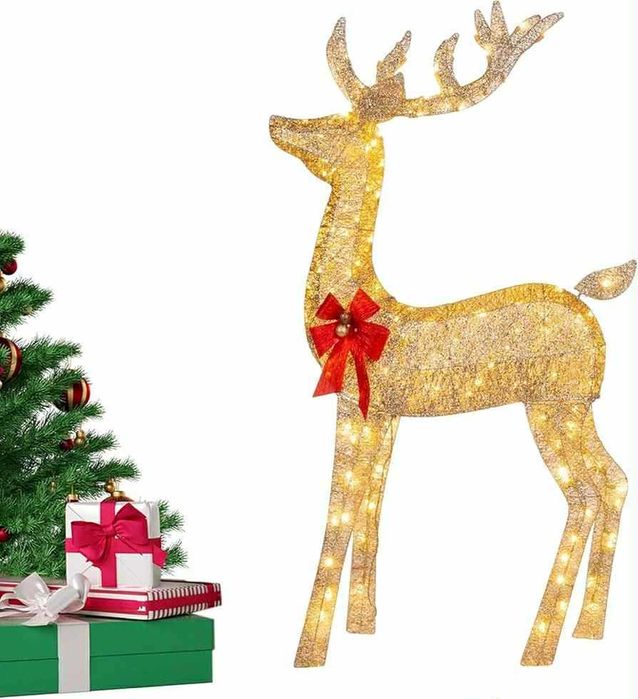 Świecący renifer brokatowy XXL LED duży 150cm