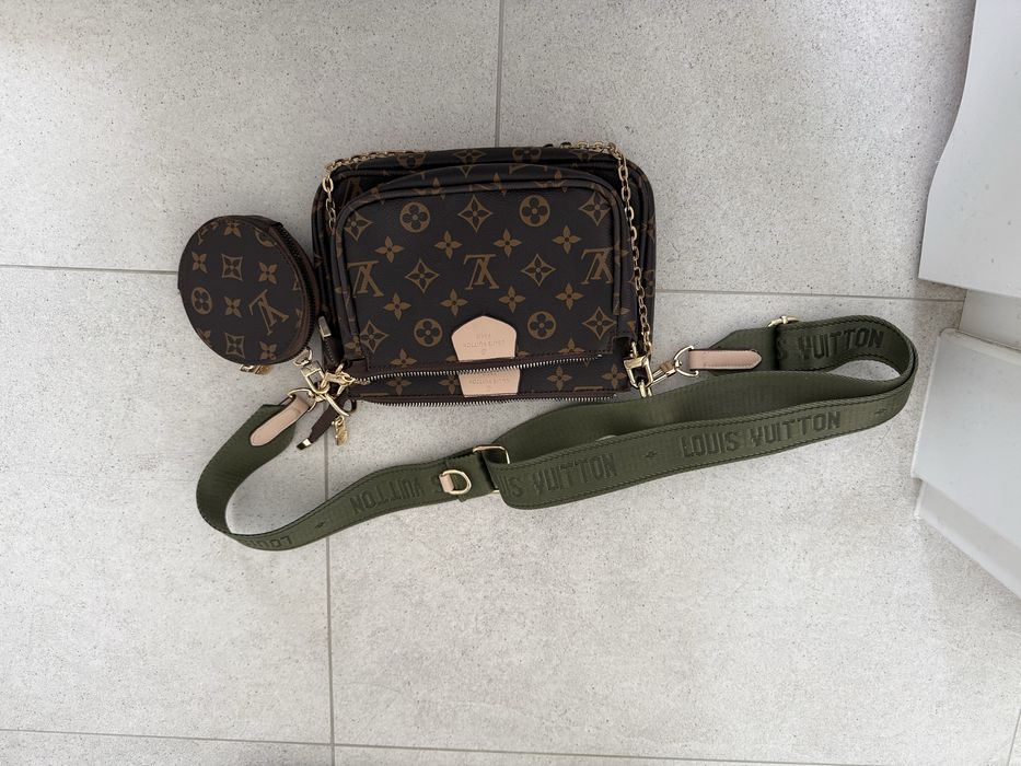 Torebka LV  louis vuitton parciany pasek khaki 3 saszetki na ramie