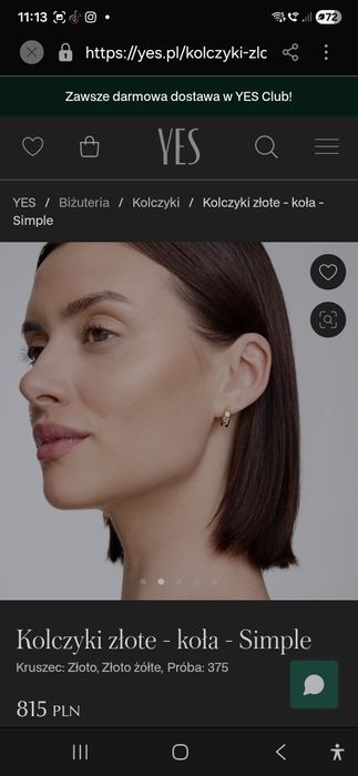 Kolczyki YES świetne