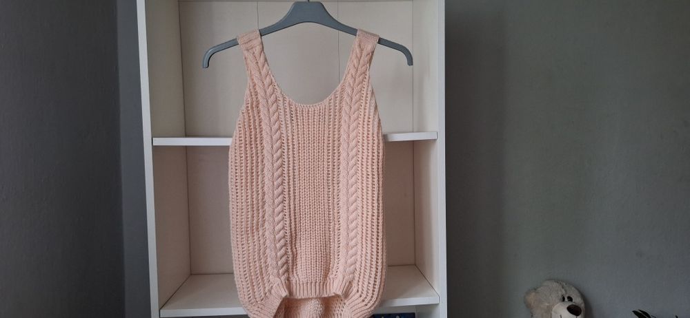 Top dziergany sweterek bluzka na ramiączkach damska M/L Barbie