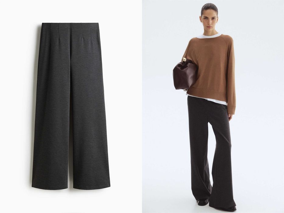 Spodnie M nowa kolekcja szare wide luźne wiskoza dżersej PROMOCJA