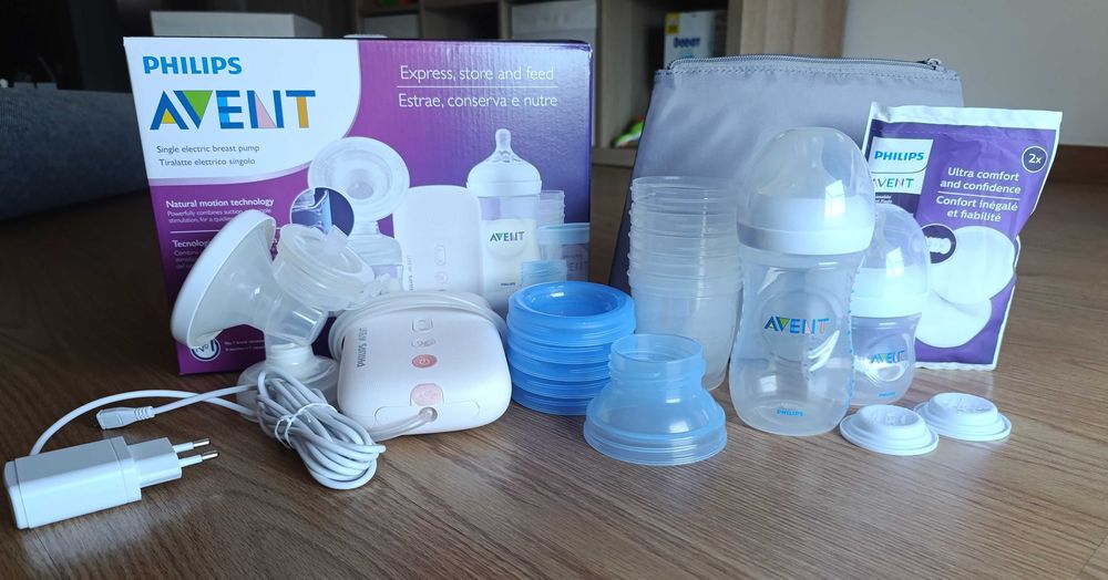 Conjunto Philips Avent bomba elétrica + biberões + copos