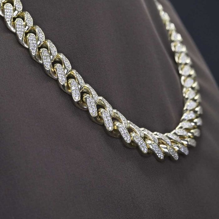 POTĘŻNY Złoty Łańcuch Męski Cuban P.750 200g 10ct Diamenty 2'000szt.