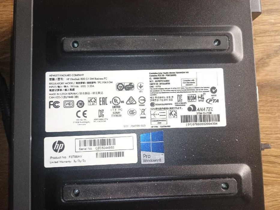 HP 800 i7-4765T 4r/8wątków 8GB RAM 128 SSD Zasilacz WiFi