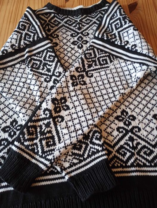Sweter bawełniany , czarno  biały wzór, damski
