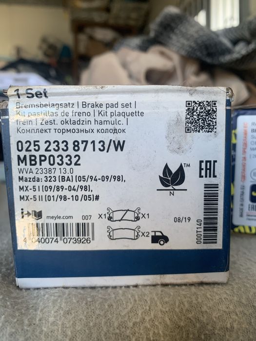 Pastilhas travao traseiras Mazda Mx5/323F