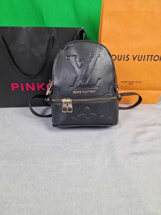 Plecak damski czarny skórzany Louis Vuitton wytłaczany premium