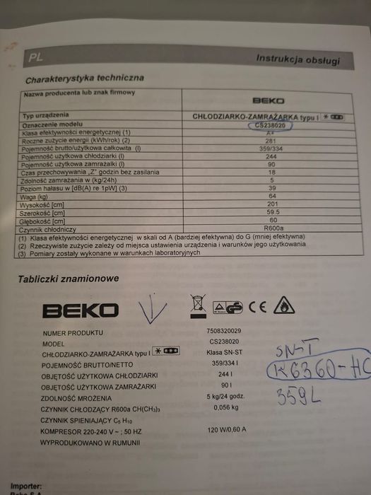 Lodówka beko stan bdb