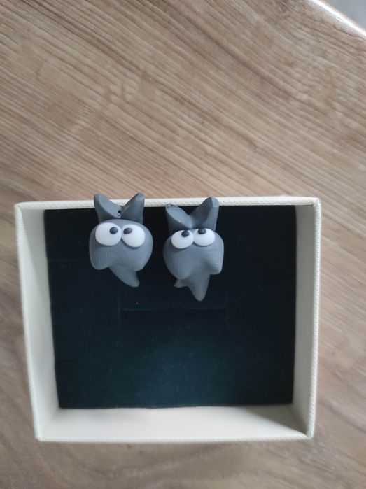 kolczyki szare kotki