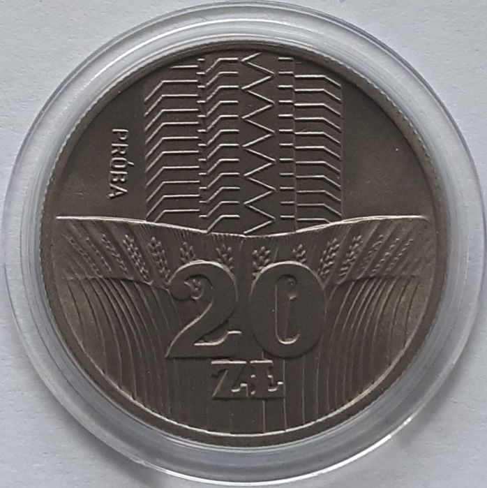 Moneta kolekcjonerska 20 zł 1973 Wieżowiec i kłosy próba miedzionikiel