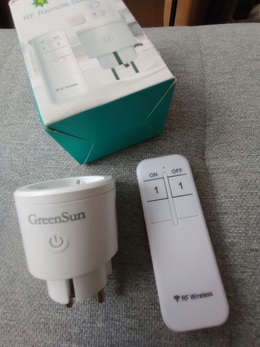 GreenSun Inteligentne gniazdko Smart Home, działa z pilotem zdalnego sterowania, timerem, pomiarem zużycia