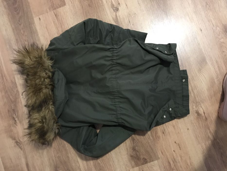 Kurtka parka ZARA khaki futerko