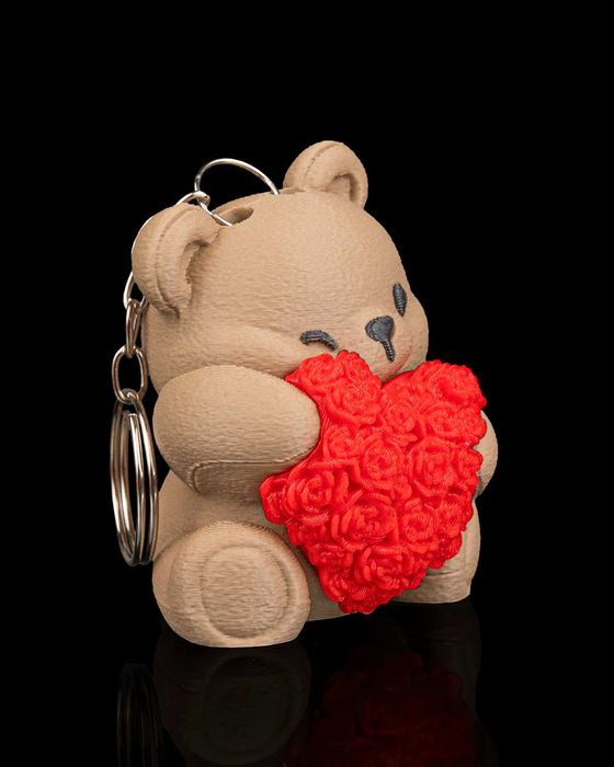 Brelok Miś z Sercem Róż Walentynki Heart Blossom