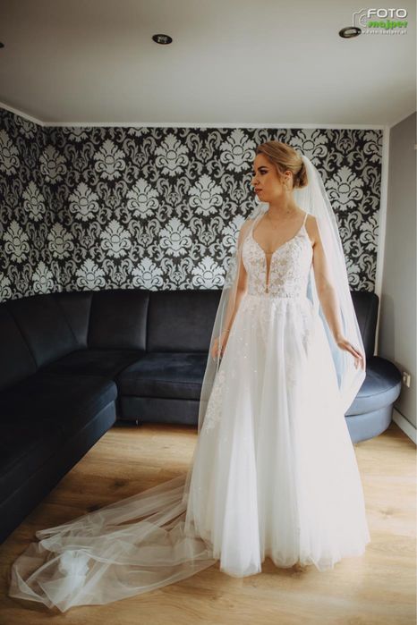 Blyszczaca suknia ślubna Justin Alexander 34/36