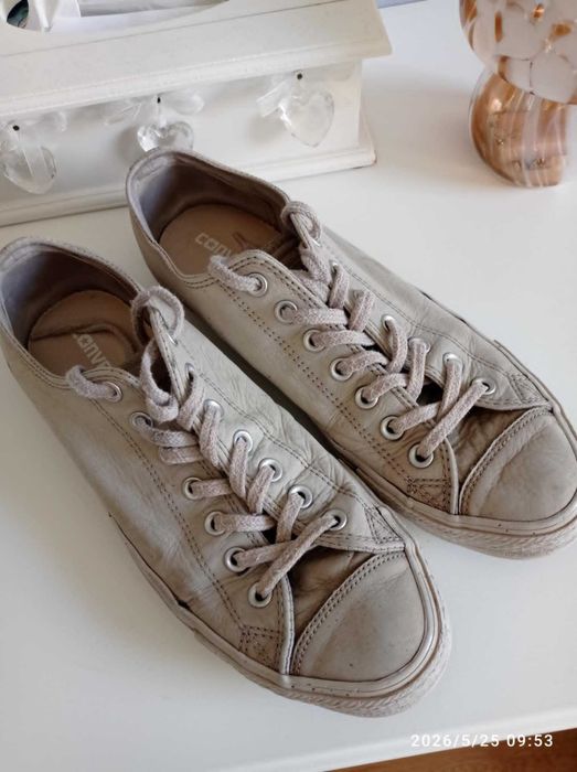 Skórzane szare męski trampki capsule minimal leather sneakers Converse Chuck Taylor All Star 42,5
