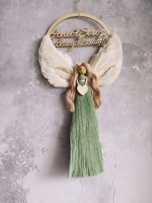 Aniol stróż, makrama, komunia, chrzest