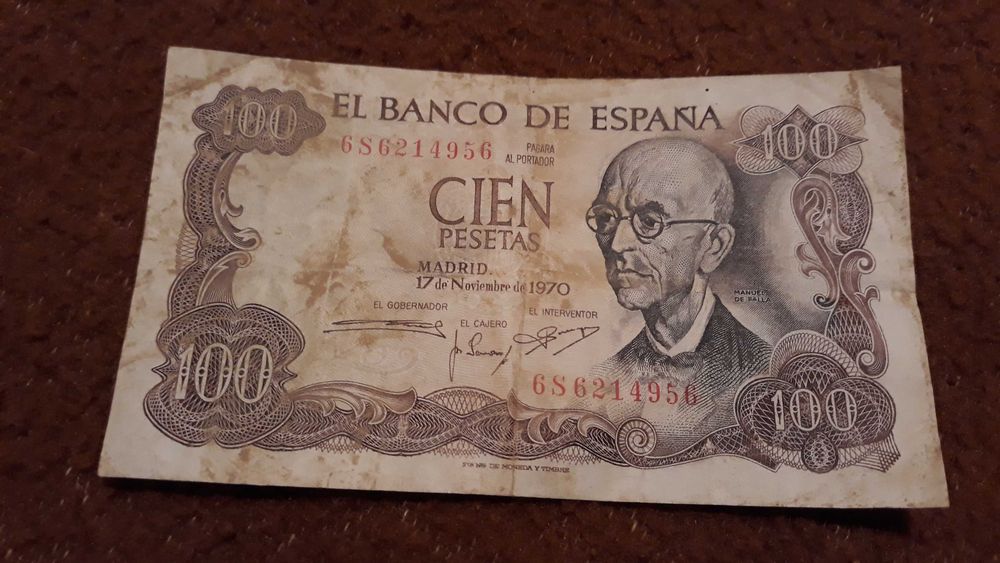 Nota de 100 Pesetas Espanhola - 1970 - portes incluídos