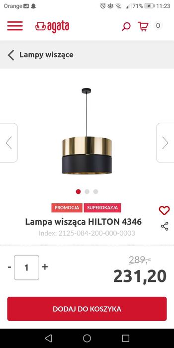 Lampa wisząca złoto czarna
