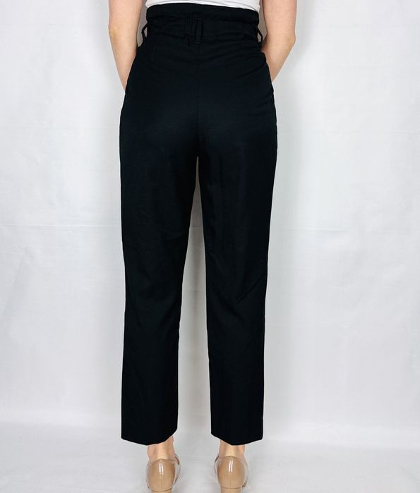 Czarne spodnie z wysokim stanem paperbag XS 34