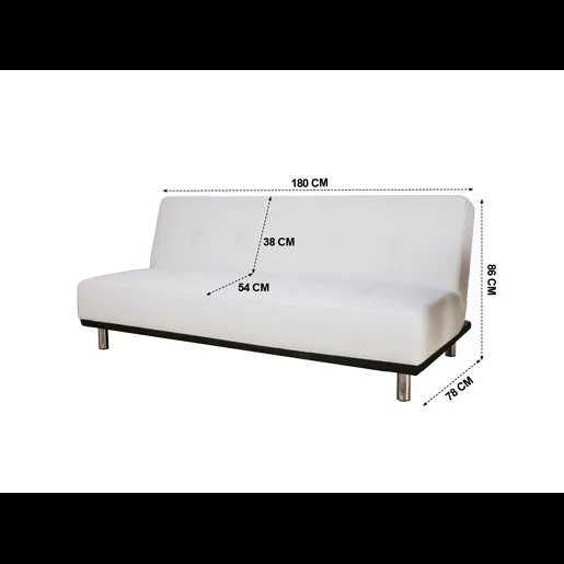 Sofá cama pele sintética 2 lugares THIRD branco