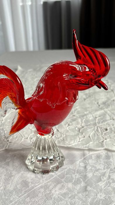 Figurka kogut szkło murano czerwone 21 cm