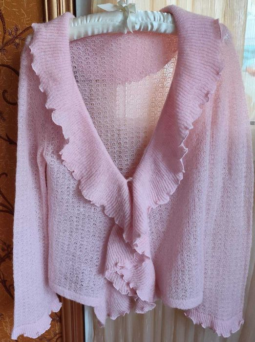 Кофта мохеровая с пухом, кардиган с воланами