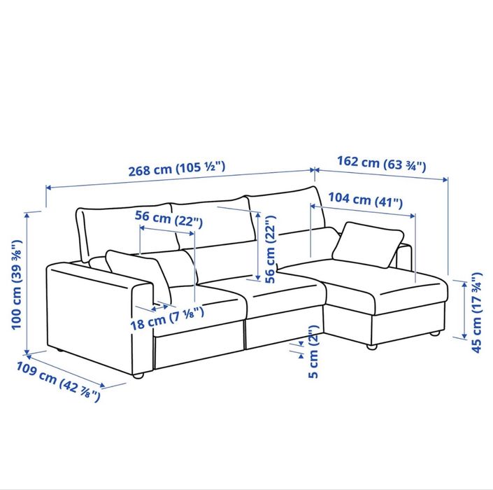 Sofa com chaise lounge do Ikea - URGENTE mudança