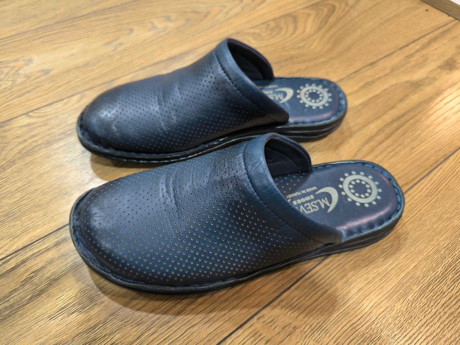 Капці шкіряні 26,5см сині New чоловічі