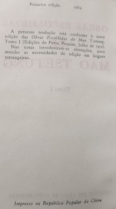 Livro: Obras Escolhidas de Mao Tsetung(Tomos I a IV) e  outras 2 obras