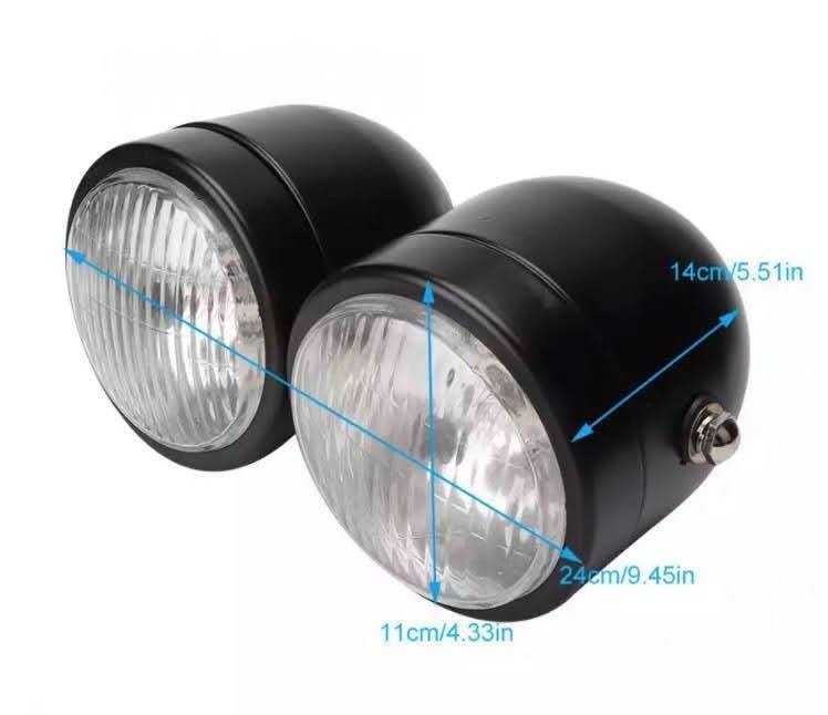 Farol Duplo Para Moto Cafe Racer/Scrambler Com Suporte (4 Modelos)|
