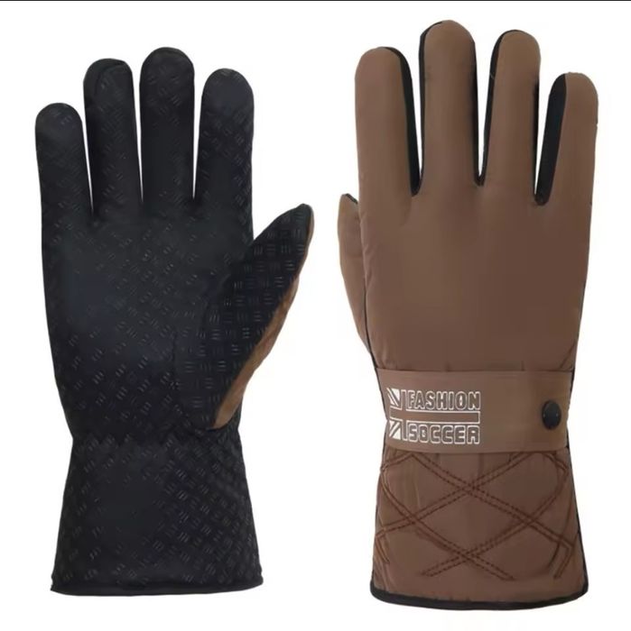 Grube brązowe rękawice narciarskie męskie