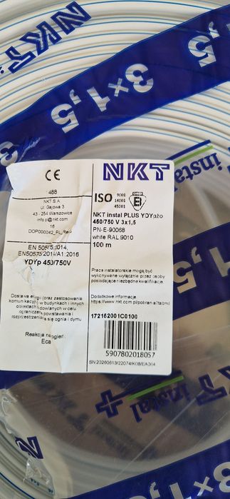 Przewód płaski ydyp 3x1,5 nkt 100m