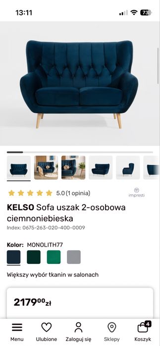 Granatowa sofa, szary fotel