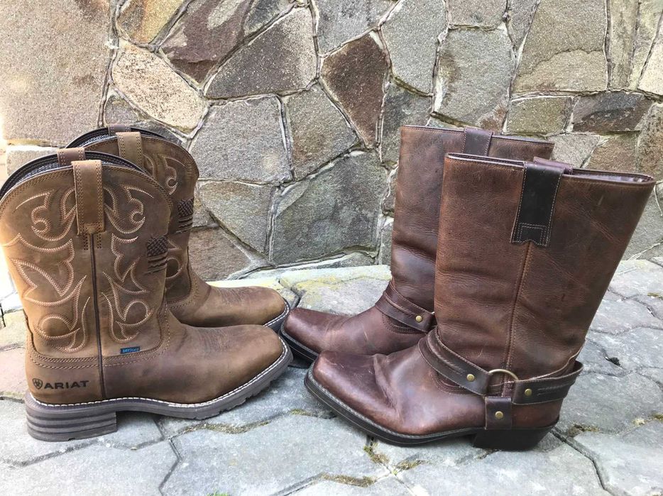 Ковбойские кожаные сапоги-чопперы Kentucky's Western (Made in Spain), ковбойские сапоги Ariat Hybrid Patriot Waterproof Western Boots
