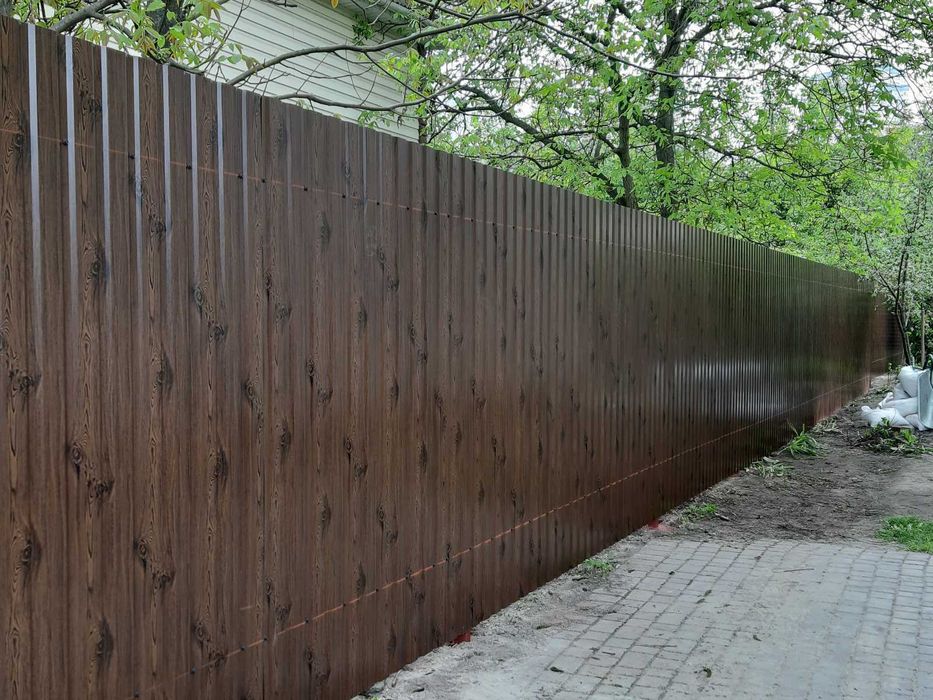 Забор из профнастила под ключ. Ворота, Калитки, Столбы, Фундамент