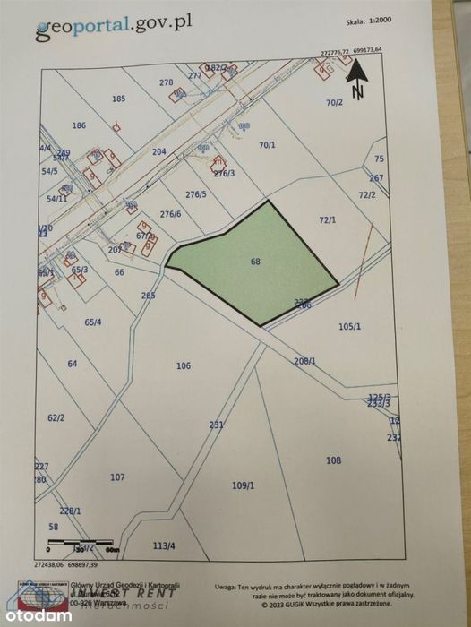 Atrakcyjna działka rolna blisko drogi powiatowej.