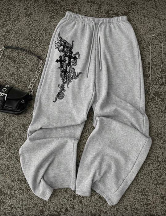 Широкі штани baggy з готичним принтом, весна/літо