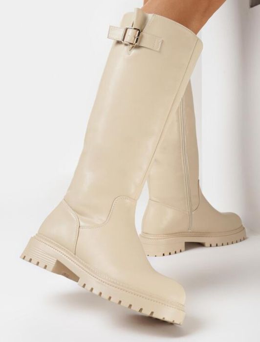 Beżowe kozaki z ekoskóry nowe r.37