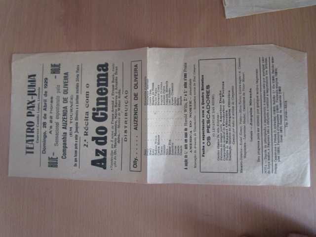 Programas  folhetos de Teatro muito antigos ano 10 -20