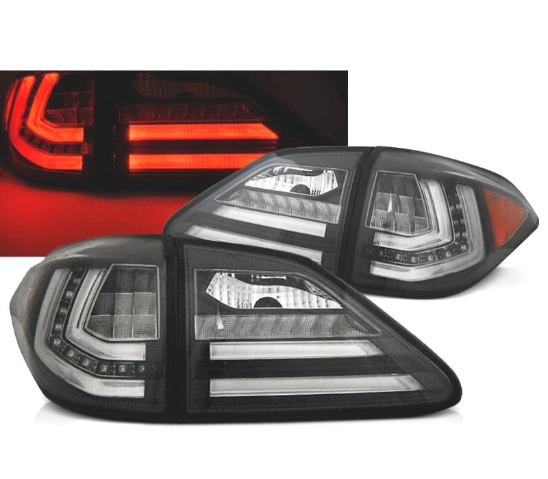 FAROLINS TRASEIRO LEXUS RX III 350 09-12 LED DINÂMICOS PRETOS CROMADOS