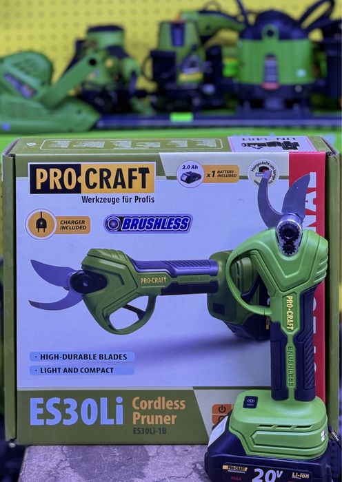 Акумуляторний секатор Procraft ES30Li, безпровідний секатор, сікатор