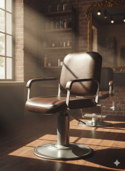 Кресло классическое парикмахерское б/у, темно-коричневое