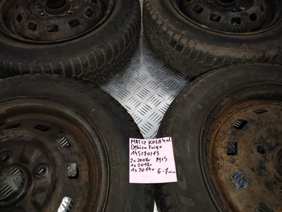 matiz koła 4szt 145/70/13 2x2008r 1x2018r 1x2014r 6-7mm