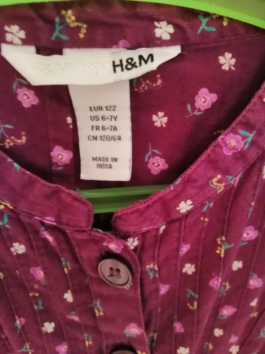 Fioletowa sukienka w kwiatuszki h&m 122
