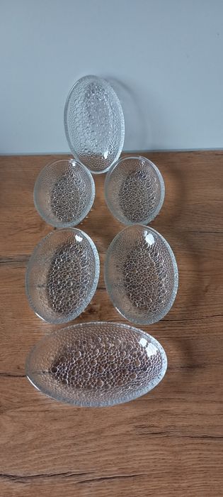 ZĄBKOWICE PRL Asteroid śledziówki salaterki paterki miseczki szkło 6