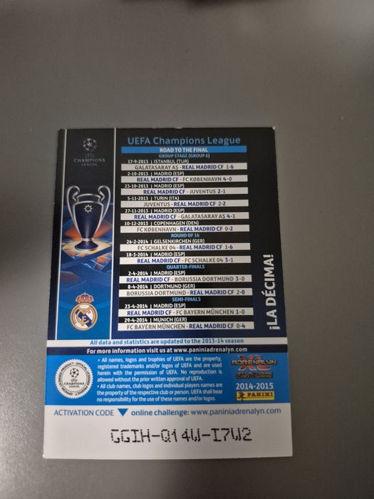 Karta Pilkarska Real Madrid Final 2014 Lisbon