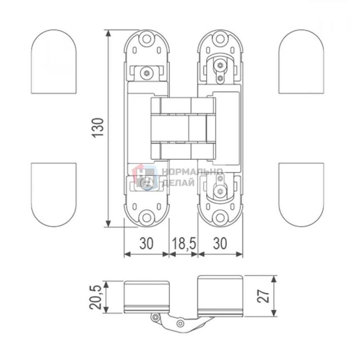 Петлі дверні AGB Eclipse 2.1 (130х30мм)