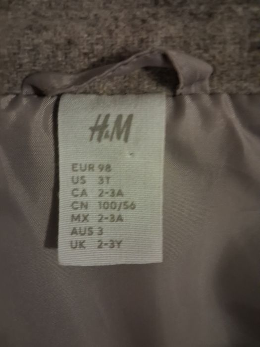 Płaszcz z dodatkiem wełny H&M, płaszcz dziecięcy