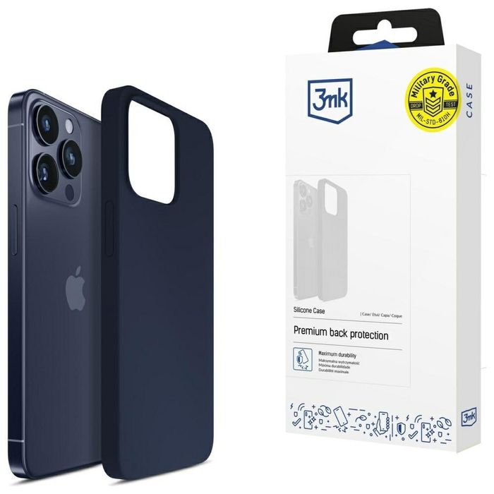 Etui 3MK Silicone Case do Apple i Phone 16 Pro Max granatowy